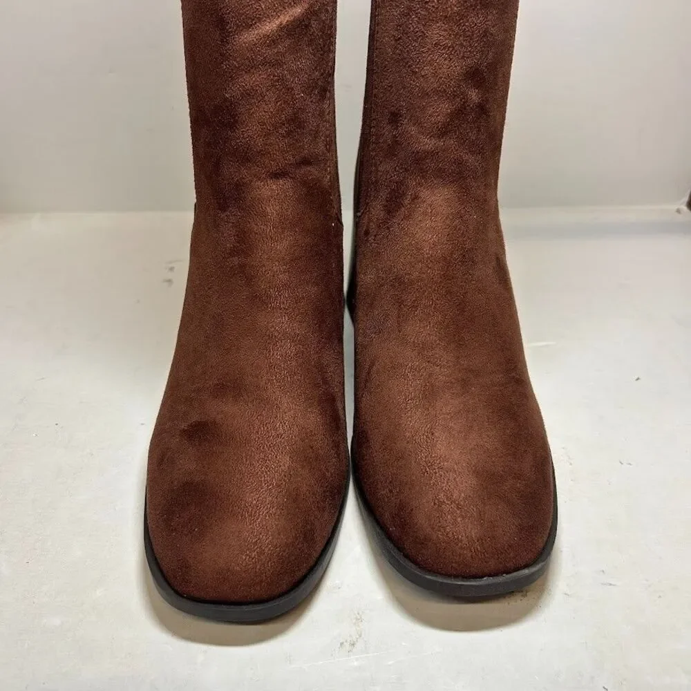 Journee Collection Womens 11 M Brown Kaydia Mid Shaft Block Heel Boots NIB OV6